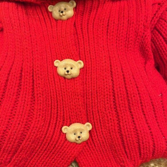 Hallmark Plush Mary Bear Red Sweater Jacket Brown Stuffed Animal 19” BER1573 - Picture 3 of 9